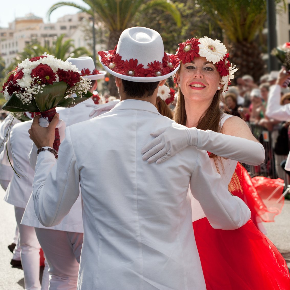 Dancing couple at Madeira Flower festival (Festa da Flor)